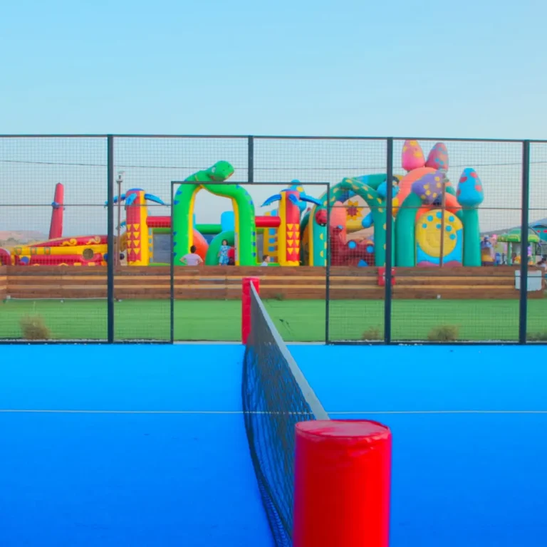 Playfield Paros padel court and playground area